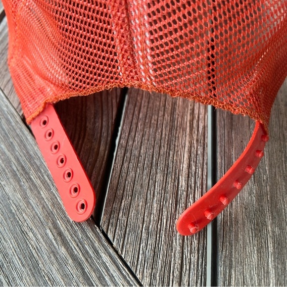 Vintage New Era Hat Cap Snap Back Orange White Mesh Trucker Letter A USA - Picture 8 of 15